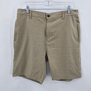Burnside Mens Hybrid Walk Shorts Khaki Tan Heather Stretch Size 34 BFBG9821K